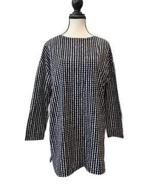 Marimekko x Uniqlo Black & White Pattern Tunic Size S Oversized 100% Cotton
